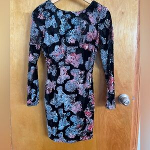 NWOT Dress the Population Black Velvet & Sequin Minidress